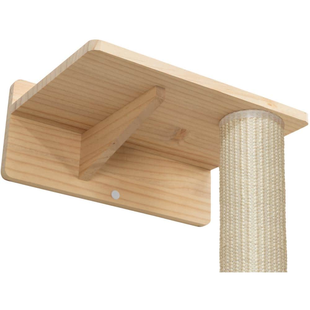 Natural Wall Mounted Sisal Cat Scratching Post with Ledge