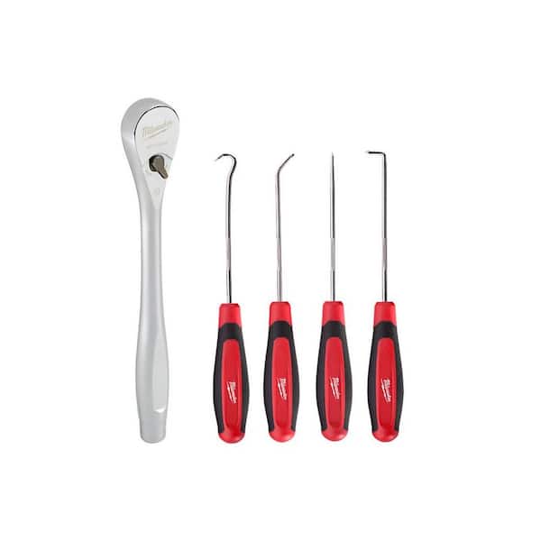 Milwaukee 3/8 in. Drive Ratchet and Hook and Pick Set (5-Piece)