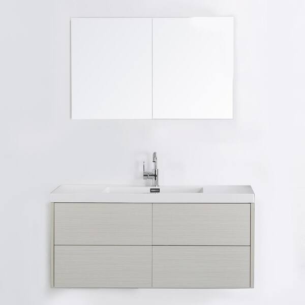 Streamline 47.2 in. W x 19.5 in. H Bath Vanity in Gray with Resin Vanity Top in White with White Basin and Mirror