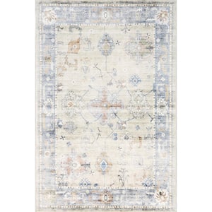 Alayah Floral & Paisley Machine Washable Light Blue 2 ft. x 8 ft. Oriental Runner Rug