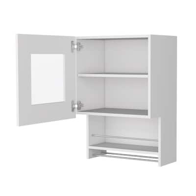Amucolo 19.6 in. W x 13.1 in. D x 28.7 in. H White Ready to Assemble Wall Kitchen Cabinet with Spice and Towel Rack