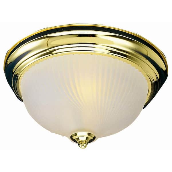 Design House 1-Light Polished Brass Ceiling Fixture with Frosted Ribbed Glass