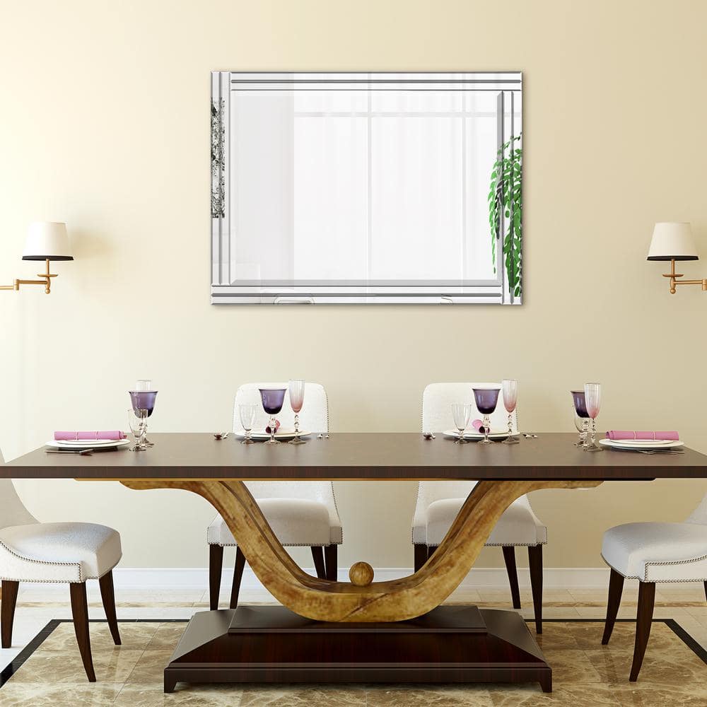 Elevated Silver Bevel 30" x 40" Full-Length Wood Wall Mirror