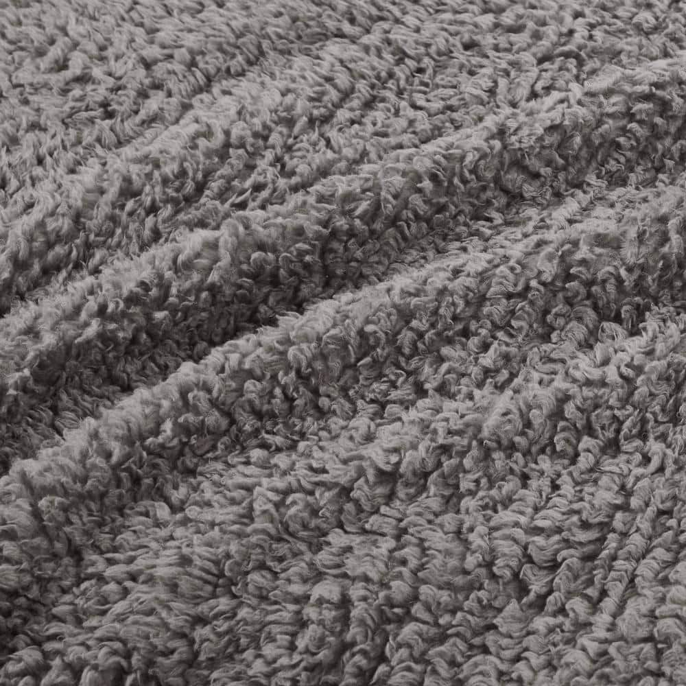King Size Gray Fleece Reversible Blanket with Velvet Binding