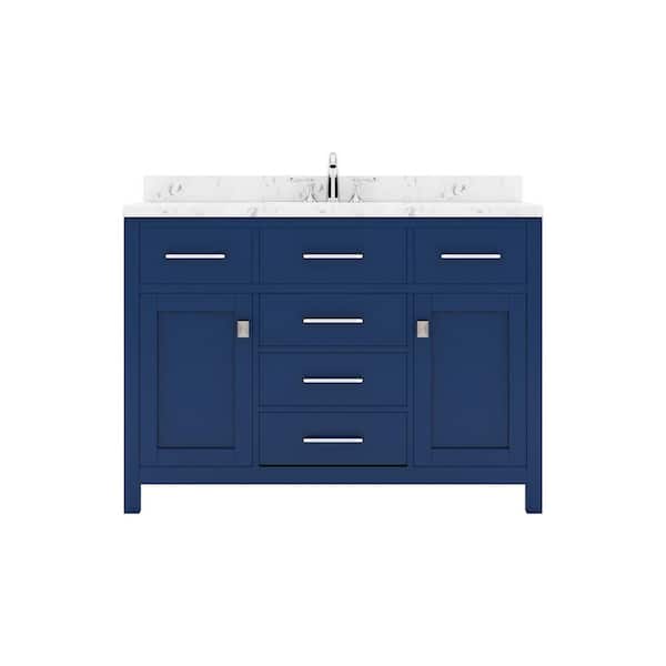 Virtu USA Caroline 48 in. W x 22 in. D x 35 in. H Single Sink Bath Vanity in French Blue with Quartz Top