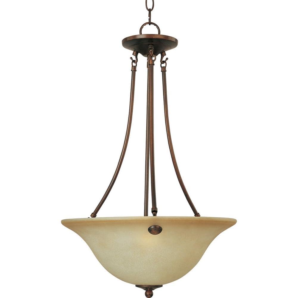 Maxim Lighting Malaga 3 Light Oil Rubbed Bronze Invert Bowl Pendant 2682wsoi The Home Depot