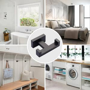 Wall Mount Stainless Steel J-Hook Two-Prong Robe/Towel Hook Smooth Square Coat Hat Towel Hook in Matte Black