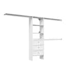 Selectives 85 in. W x 121 in. W White Basic Plus Standard Wood Closet System Kit with Drawers
