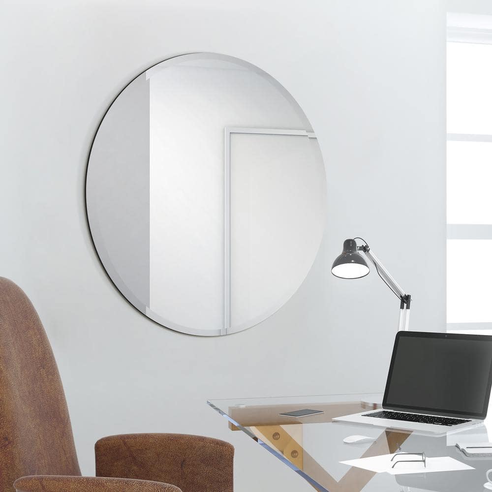 Empire Art Direct 30" Round Frameless Beveled Wall Mirror