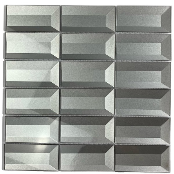 Secret Dimensions Glossy Gray 12 in. x 12 in. Rectangle Glass Mosaic Backsplash Wall Tile (2 sq.ft/Case)