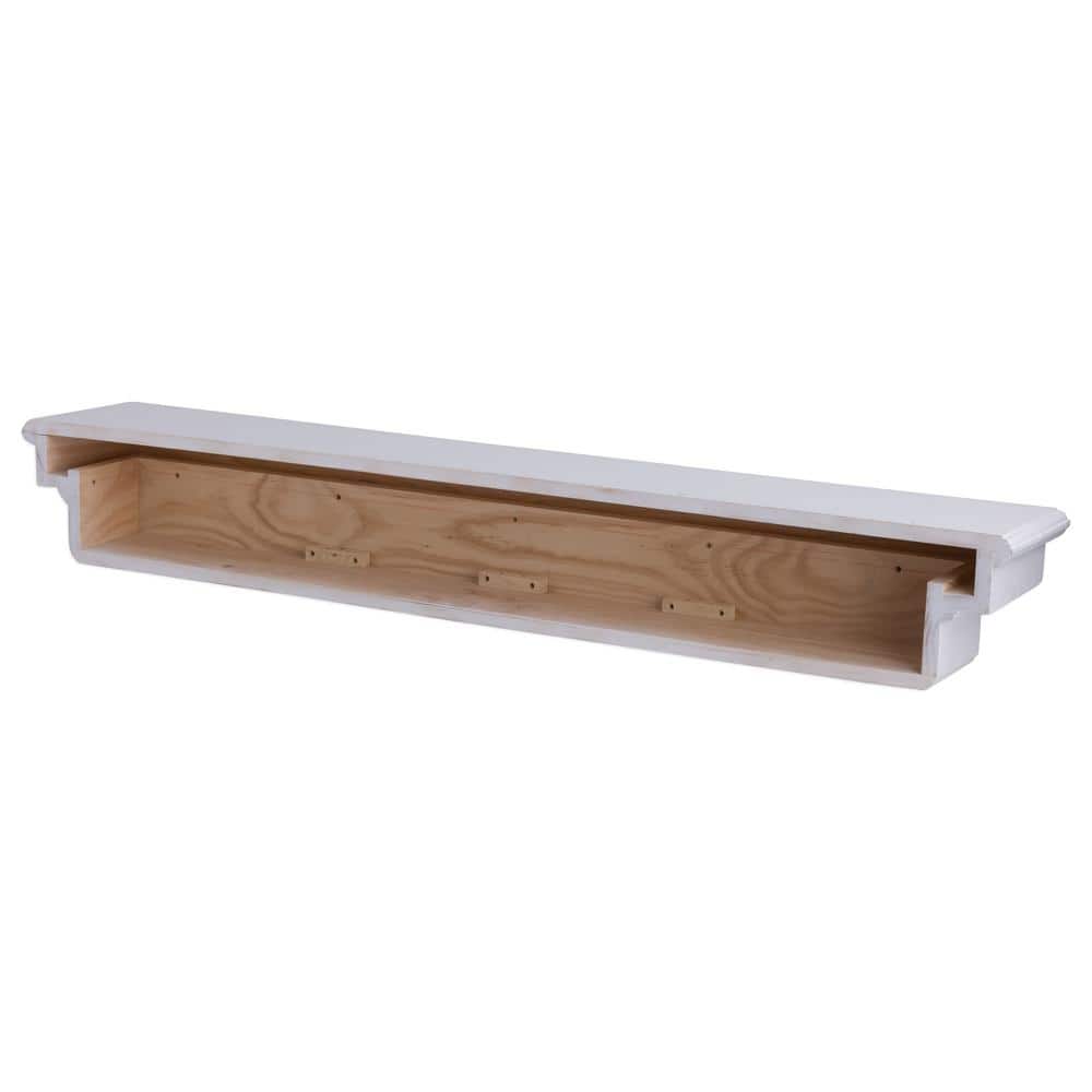 48" White Lacquered Solid Wood Floating Mantel Shelf