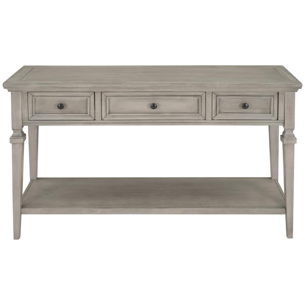ANBAZAR Gray Wash 50 in. Rectangle Retro Console Table with 3-Drawers ...