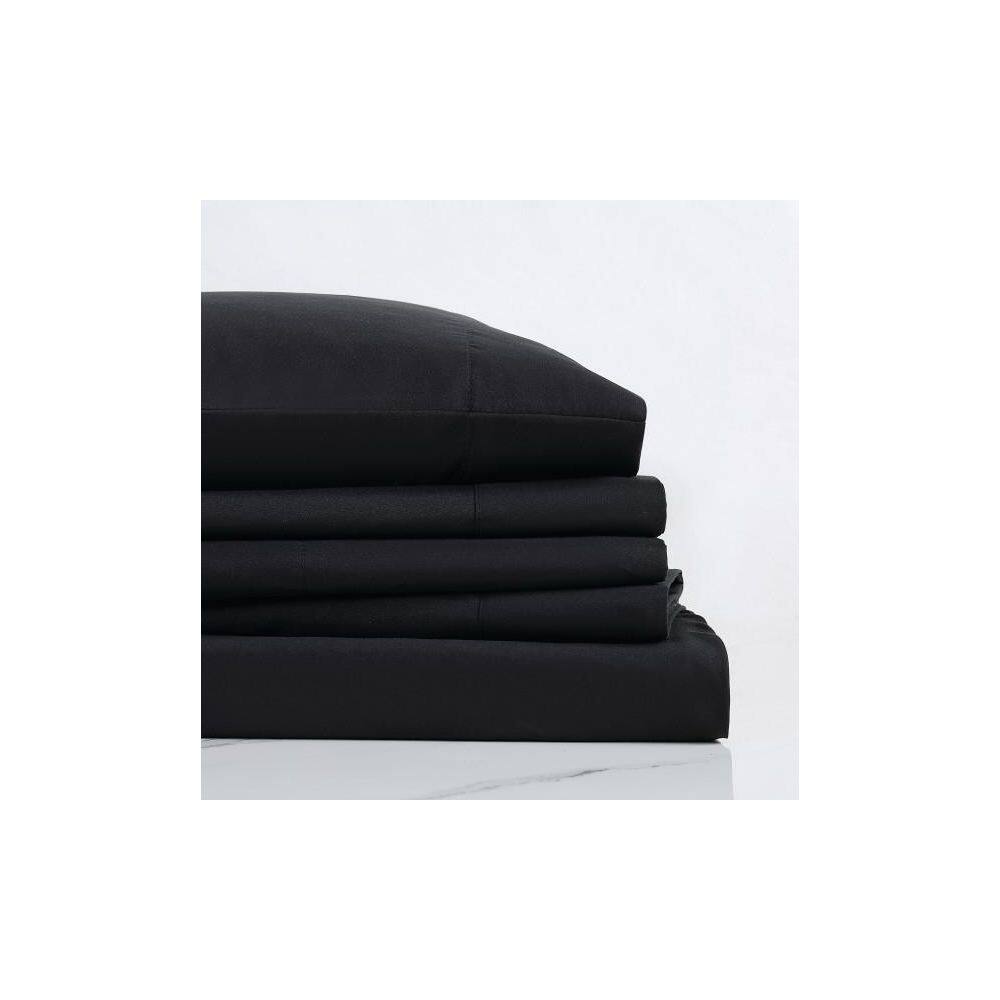 Black Queen Brushed Microfiber Polyester 4-Piece Sheet Set