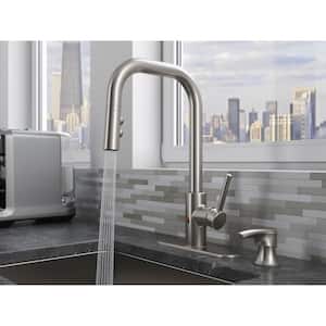 Zanna Single-Handle Touchless Kitchen Faucet with Deckplate and Soap Dispenser in Spot Defense Stainless Steel