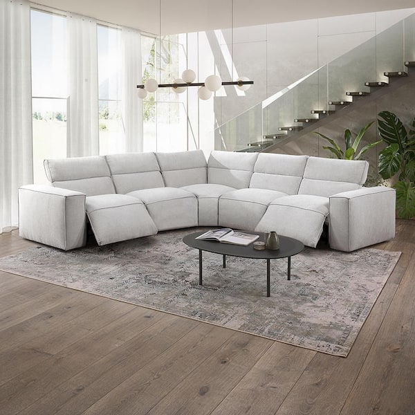 Lazzara Dominic 127 in. Straight Arm 5-Piece Microfiber Modular