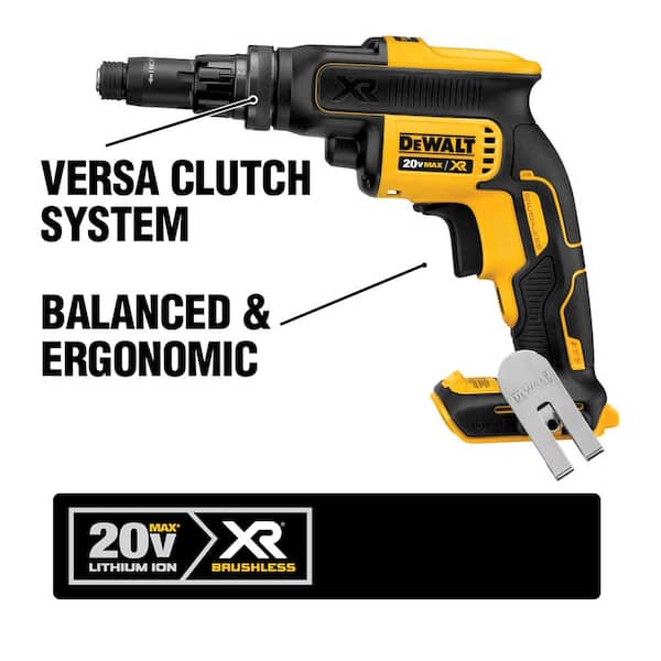 DEWALT 20V MAX XR Cordless Brushless Drywall Screw Gun with Versa-Clutch  Adjustable Torque (Tool Only) DCF622B - The Home Depot