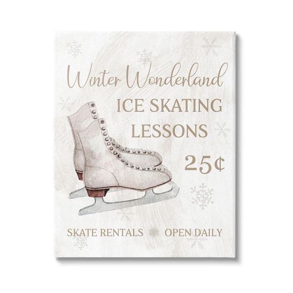 Stupell Industries Ice Skating Lessons Sign by Conrad Knutsen 1-Piece Unframed Graphic Print Typography Poster Art Print 40 in. x 30 in.
