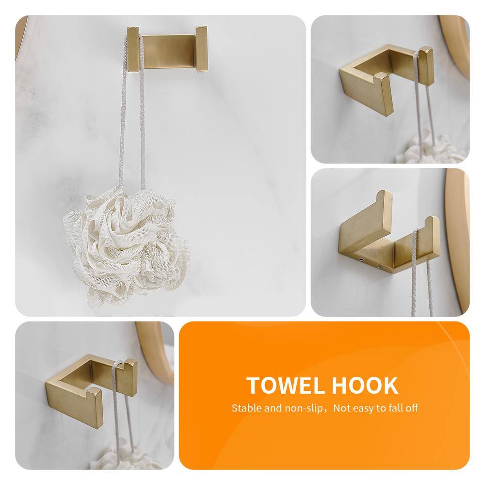 Brushed Gold 4-Piece Stainless Steel Bathroom Hardware Set
