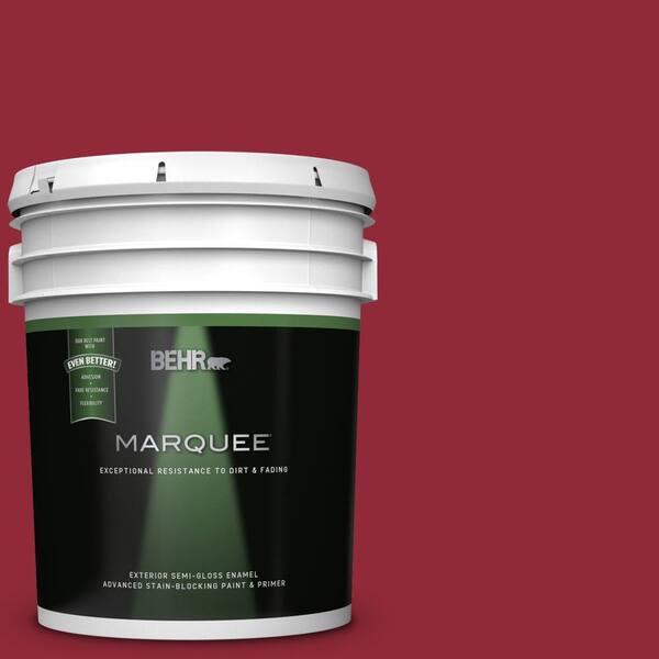 BEHR MARQUEE 5 gal. #UL100-6 Red Velvet Semi-Gloss Enamel Exterior Paint and Primer in One