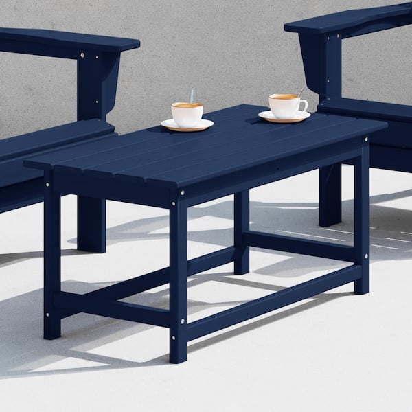 Mason Navy Blue Poly Plastic Fade Resistant Outdoor Patio Rectangle Adirondack Coffee Table
