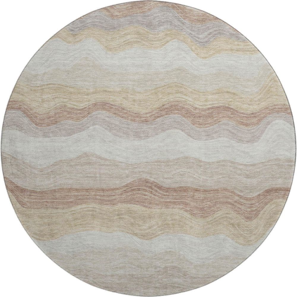 Mayfield Premium Machine Washable Abstract AMF2397 Beige 8 ft. x 8 ft. Round Rug price history on PriceWatchPro
