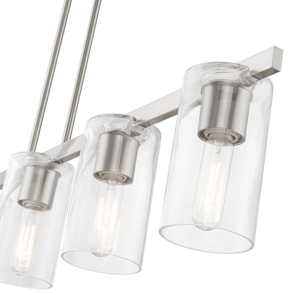 Clarion Brushed Nickel and Clear Glass 5-Light Linear Chandelier