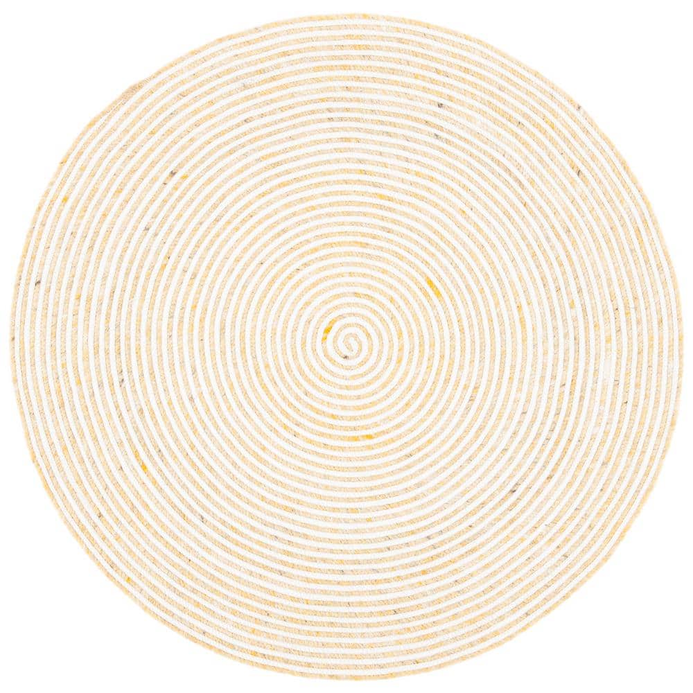 SAFAVIEH Braided Beuregard Solid Striped Area Rug  Gold/Ivory  3  x 3  Round