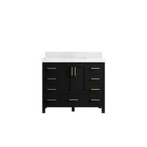 Malibu 42 in. W x 22 in. D x 36 in. H Single Sink Bath Vanity in Black with 2 in. Empira qt. Top