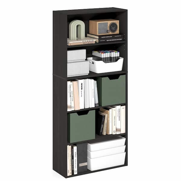 Furinno JAYA 52.6 in. Tall Espresso Wood 5-Shelf Tall Bookcase