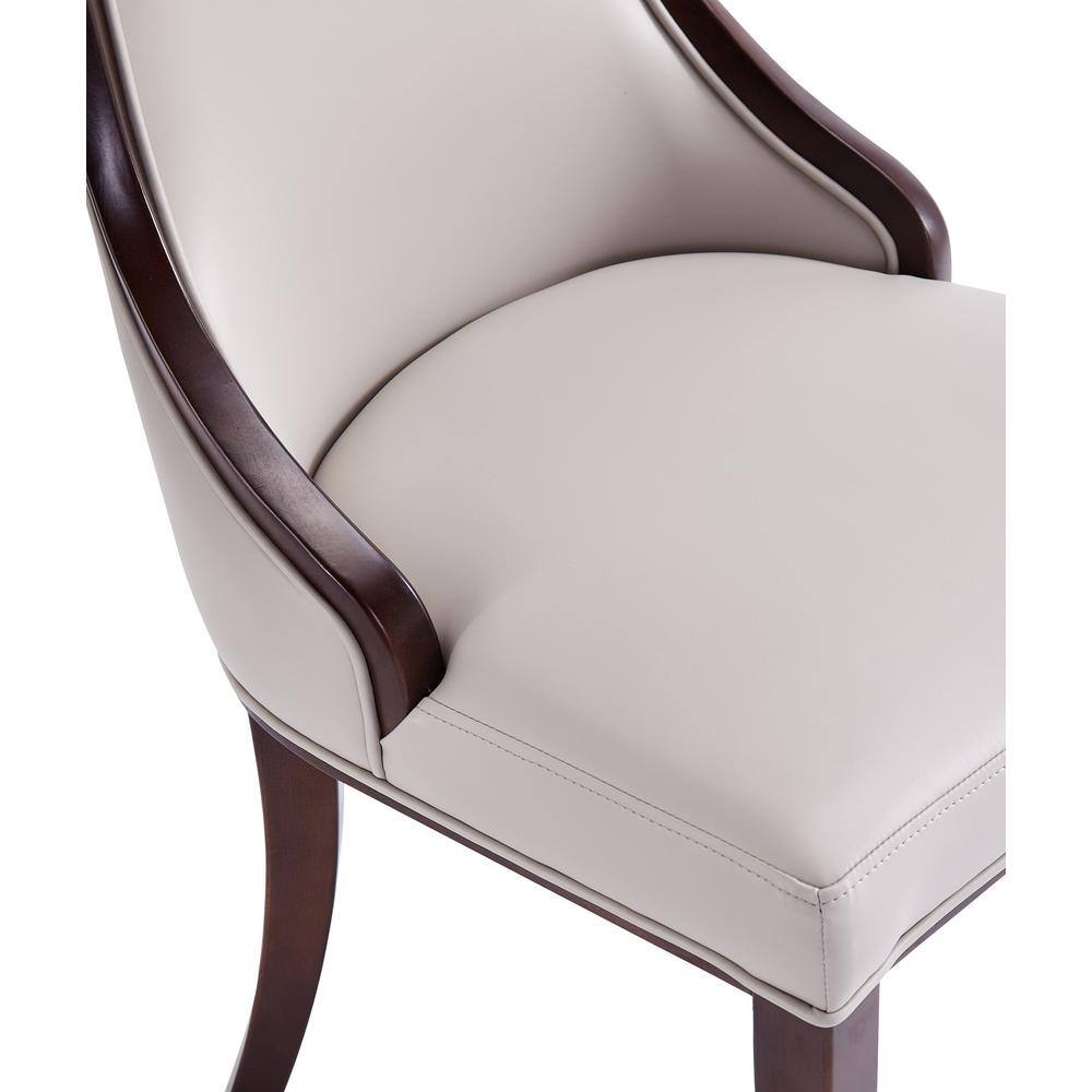 Elegant Light Gray Faux Leather Upholstered Side Chair with Wood Frame