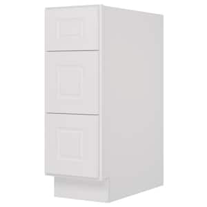 15 in. Wx24 in. Dx34.5 in. H in Raised Panel White Plywood Ready to Assemble Drawer Base Kitchen Cabinet with 3 Drawers