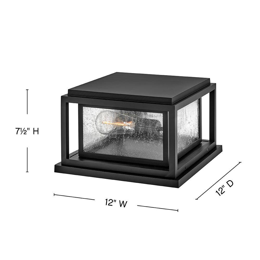 Black Outdoor Pier Mount Lantern with Clear Seedy Glass