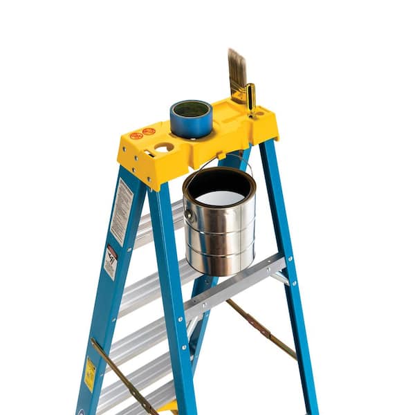 Werner - 8 ft. Fiberglass Step Ladder with Yellow Top 250 lbs. Load Capacity Type I Duty Rating