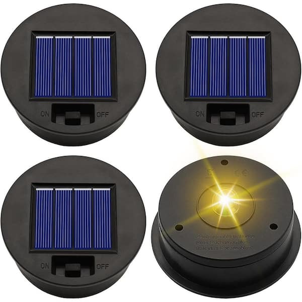 Solar Light Replacement Top Parts 3.15 in. Top 2.76 in. Bottom Waterproof LED Lantern Lids Warm White, 4-Pack