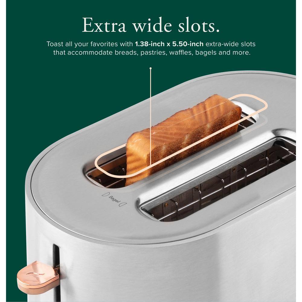 Stainless Steel 2-Slice Toaster with Copper Accents and Wide Slots