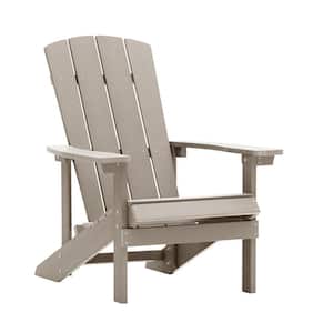 Classic Grey Plastic Outdoor Patio Adirondack Chair