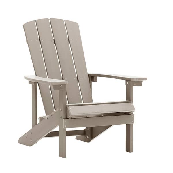 Tatayosi Classic Grey Plastic Outdoor Patio Adirondack Chair