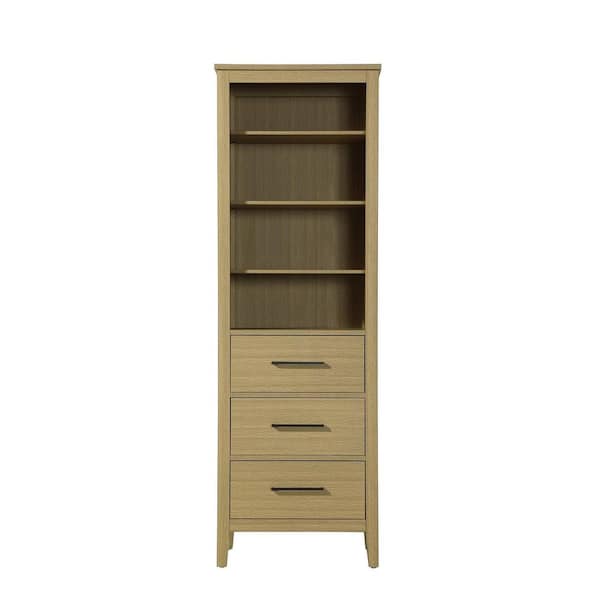 24 in. W x 18 in. D x 72 in. H Honey Brown Freestanding Linen Cabinet