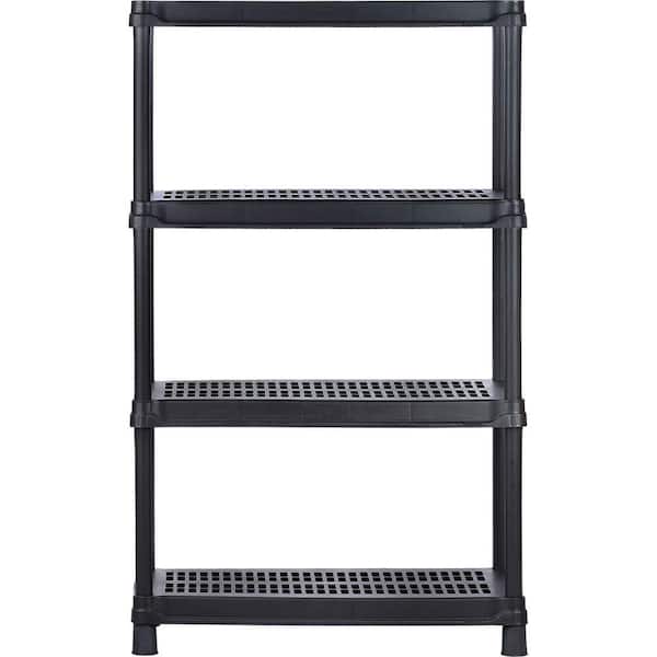 Rimax Black 4-Tier Plastic Garage Storage Shelving Unit (36 in. W x 58 in. H x 18 in. D)