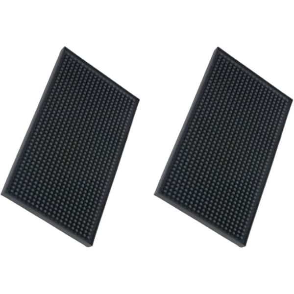 6 in. x 12 in. Bar Mat 2pcs Black PVC Spill Mat Non-Slip Countertop Drying Mat for Glasses Coffee Bar Kitchen Home
