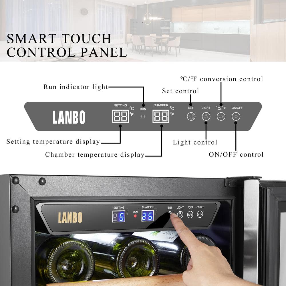 15-Inch Black Stainless Steel Single Zone Wine Cooler