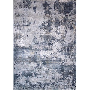 Melo Collection Blue Grey 5 ft. 3 in. x 7 ft. 7 in. Modern Abstract Coastal Area Rug