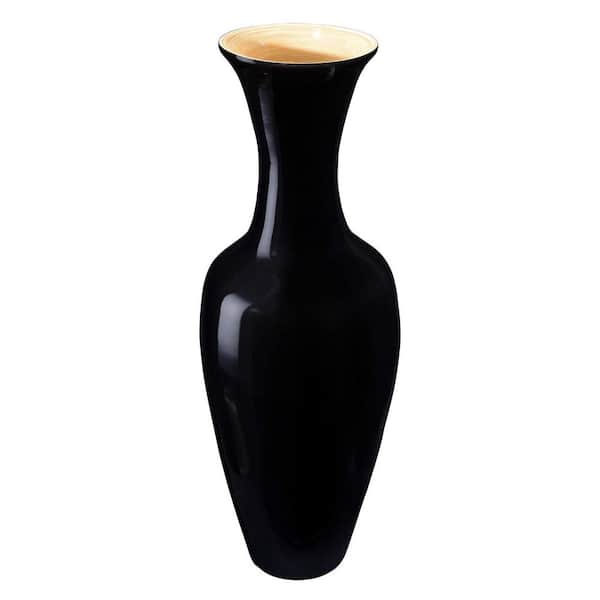 Villacera 28 in. Decorative Handcrafted Classic Bamboo Urn Floor Vase in Black
