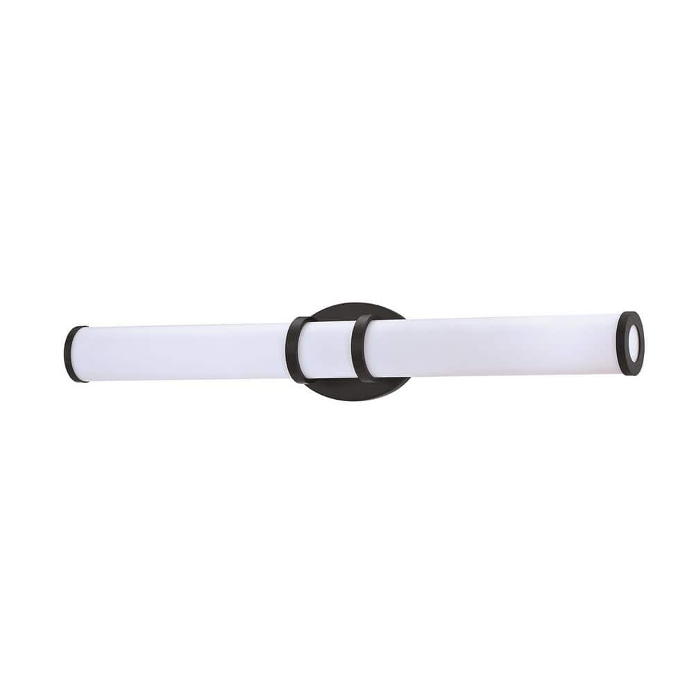 Kendal Lighting RINGS 29.75 in. Light Black, White LED Vanity Light Bar  with White Acrylic Shade VF1830-BLK The Home Depot