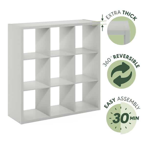 Furinno Cubicle 43.7 in. Tall Light Gray Wood 9-Shelf Open Back