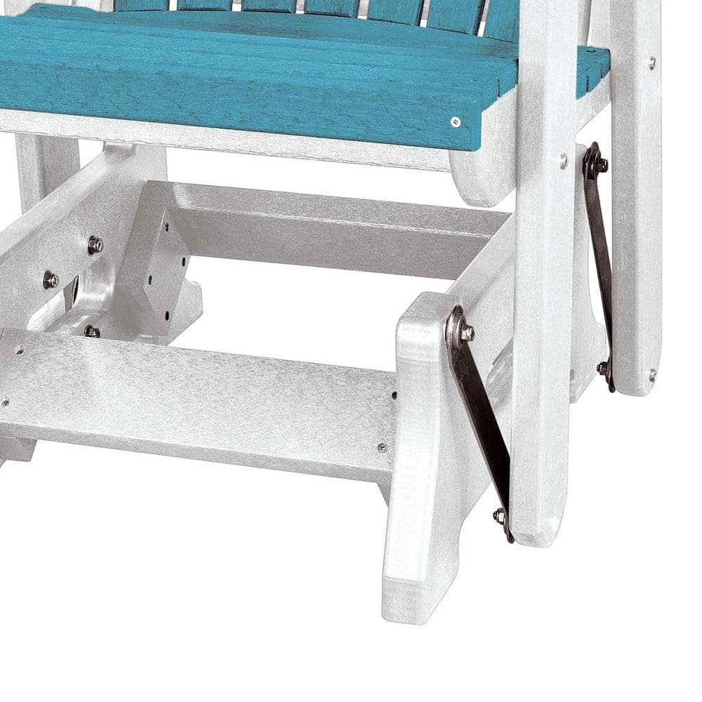 Aruba Blue and White Poly Resin Double Glider with Center Table