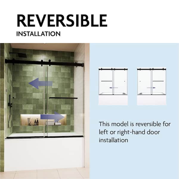 GLASSIC SP Series 60 in. W x 65 in. H Frameless Double Sliding