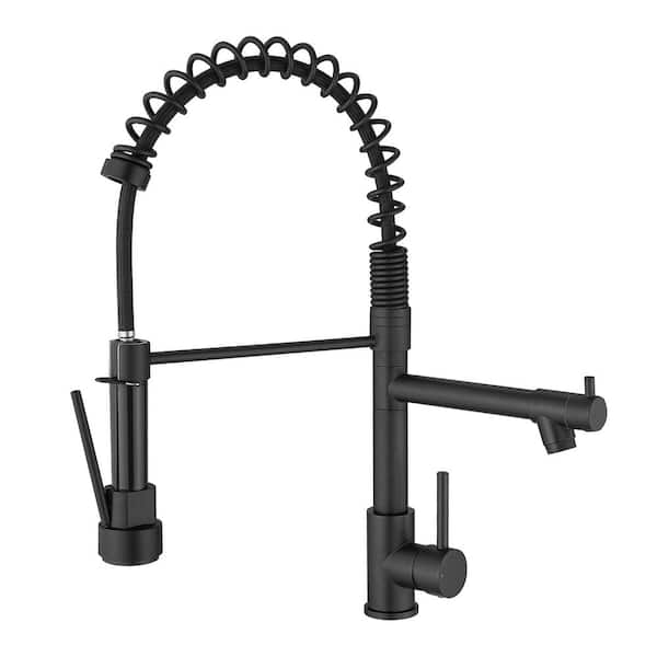 Unbranded Commercial Single Handle Pull Down Sprayer Kitchen Faucet Stainless Steel Faucet for Kitchen Sink in Matte Black