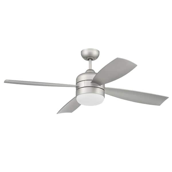 CRAFTMADE Sebastion 52 in. Indoor/Outdoor Painted Nickel Finish Ceiling Fan with Smart Wi-Fi Enabled Remote & Integrated LED Light