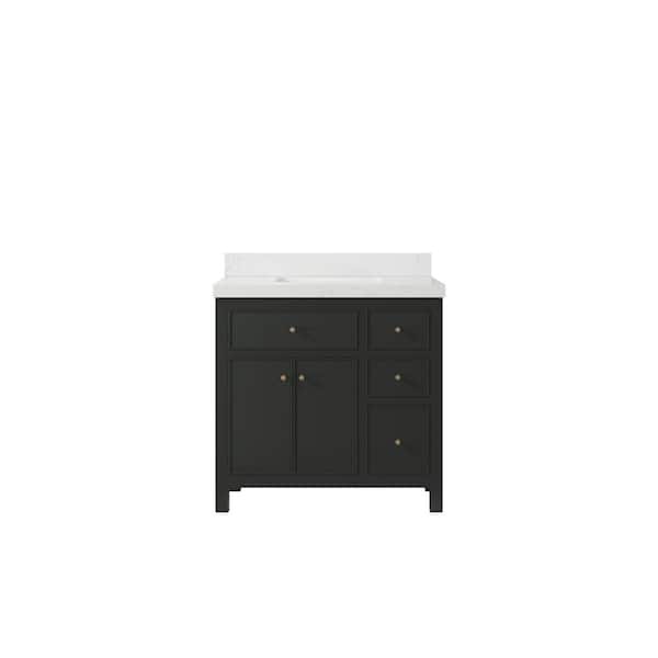 Willow Collections Sonoma 36 in. W x 22 in. D x 36 in. H Single Sink Bath Vanity Center in Black Top with 2" Empira Quartz Top
